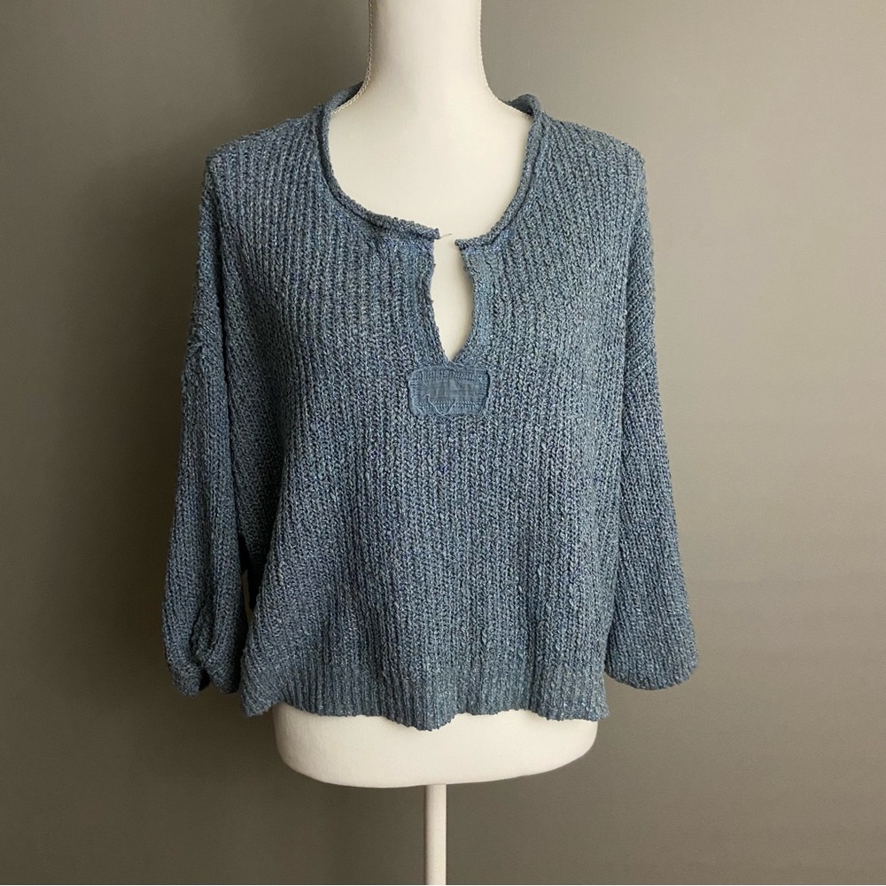 Illa Illa Oversized Slouchy Cropped Sweater m- Blue Gray-Size S